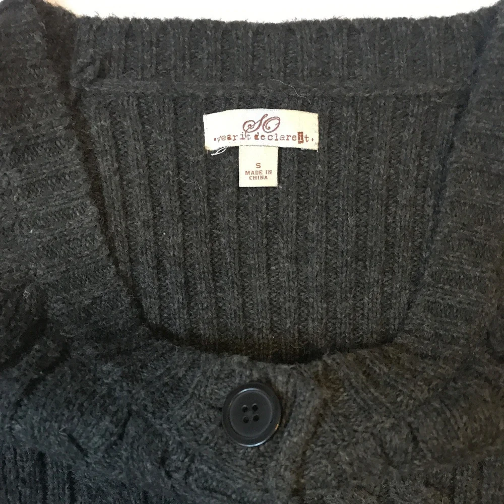 Wool blend Gray Cable Cardigan - Picture 4 of 8